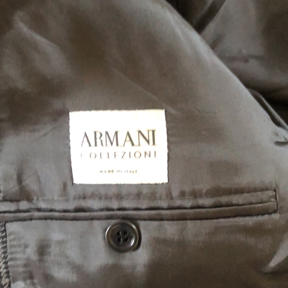 Men’s Sz 44R ARMANI COLLEZIONI Blazer Suit Jacket Checkered Pattern grey/black - Picture 4 of 7